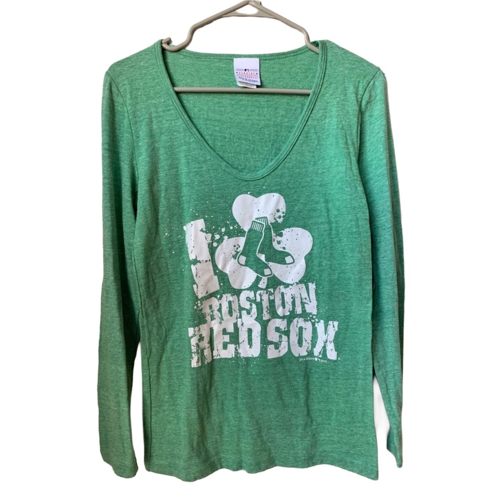 5TH & AVENUE Women’s Bright Green Heather V-neck Long Sleeve Baseball Tee